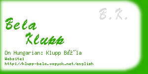 bela klupp business card